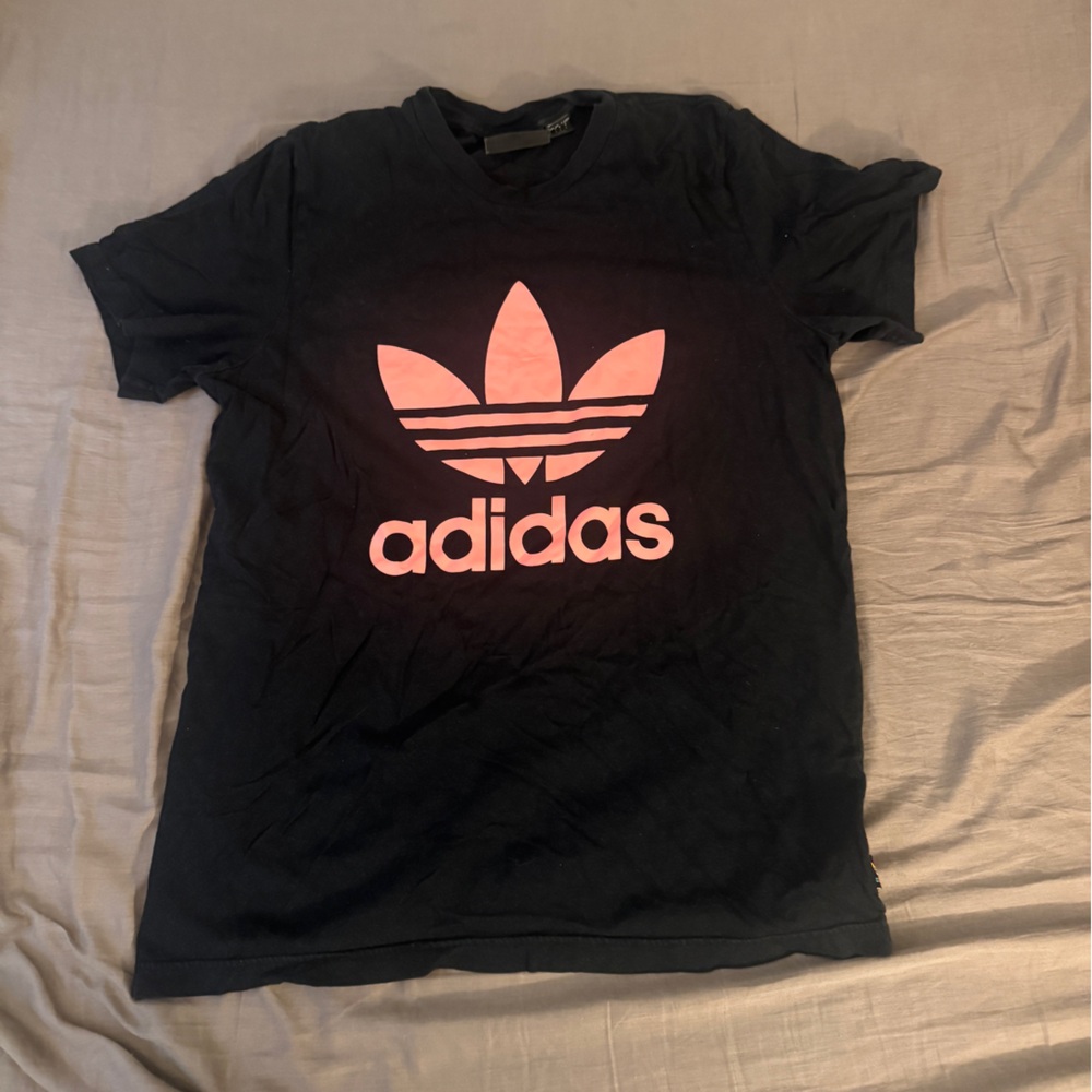 Adidas Black Tee with Multicolor Logo
